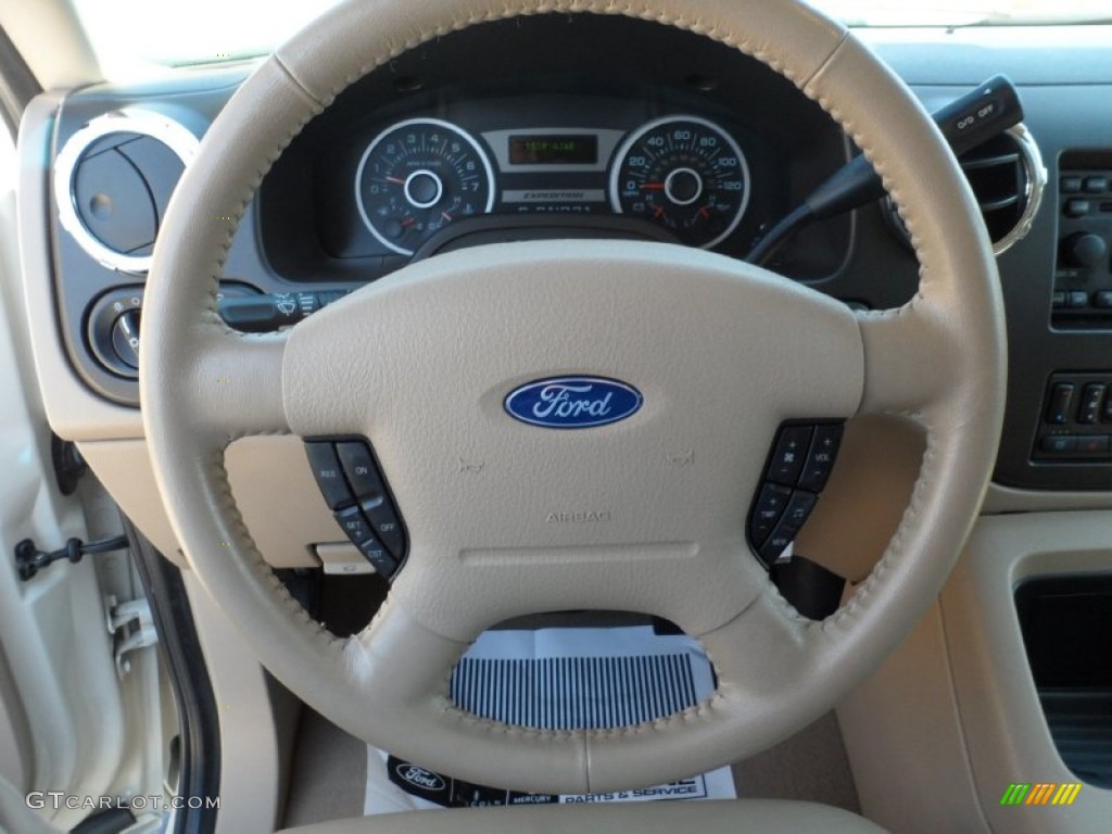 2006 Ford Expedition Limited Medium Parchment Steering Wheel Photo #53663555