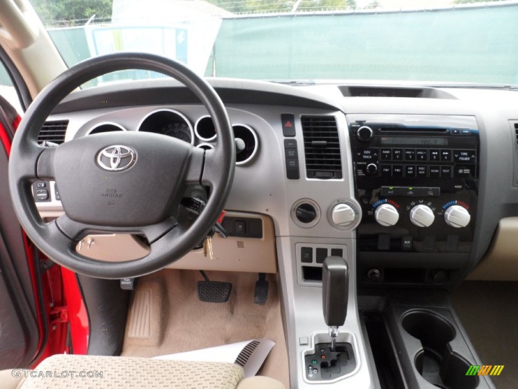 2008 Tundra SR5 Double Cab 4x4 - Radiant Red / Beige photo #43