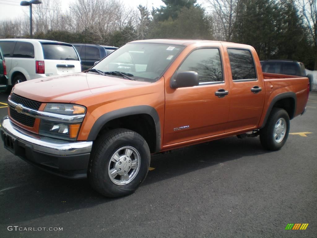 2005 Colorado LS Crew Cab 4x4 - Sunburst Orange Metallic / Medium Dark Pewter photo #1