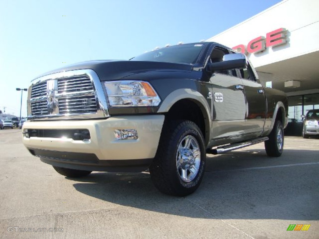 2012 Ram 2500 HD Laramie Longhorn Crew Cab 4x4 - Sagebrush Pearl / Light Pebble Beige/Bark Brown photo #7