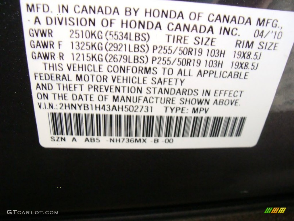 2010 ZDX Color Code NH736MX for Grigio Metallic Photo #53687820