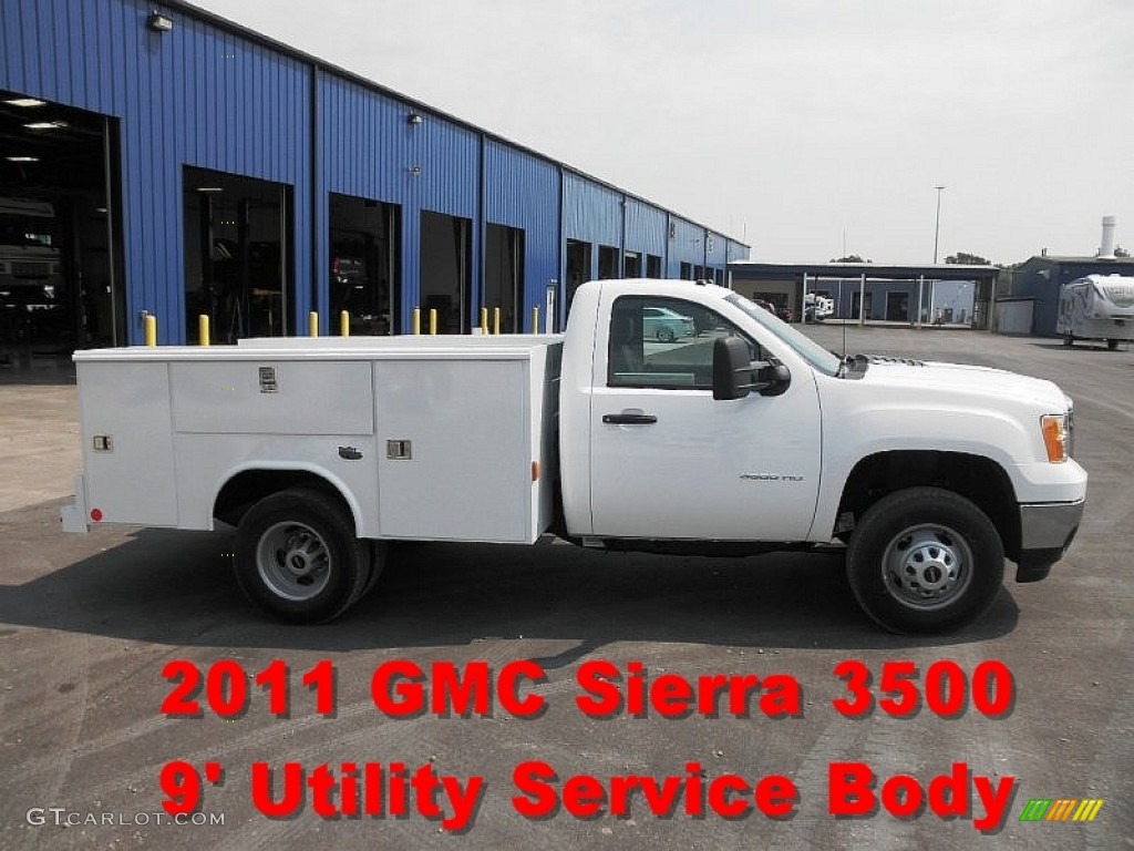2011 Sierra 3500HD Work Truck Regular Cab Utility - Summit White / Dark Titanium photo #1