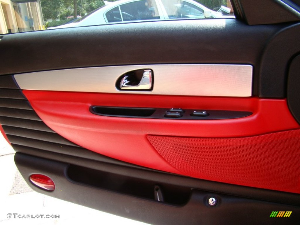 2005 Ford Thunderbird Deluxe Roadster Black Ink/Red Door Panel Photo #53696508