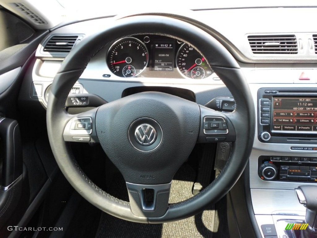 2010 Volkswagen CC Luxury Black Steering Wheel Photo #53700087