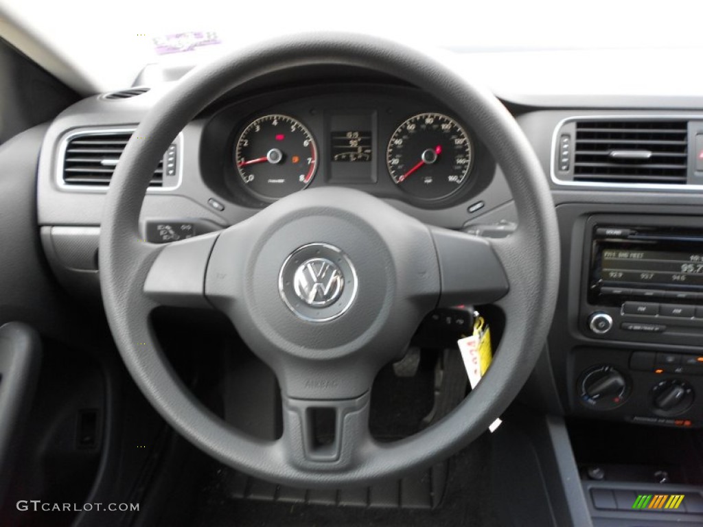 2012 Volkswagen Jetta S Sedan Titan Black Steering Wheel Photo #53700673