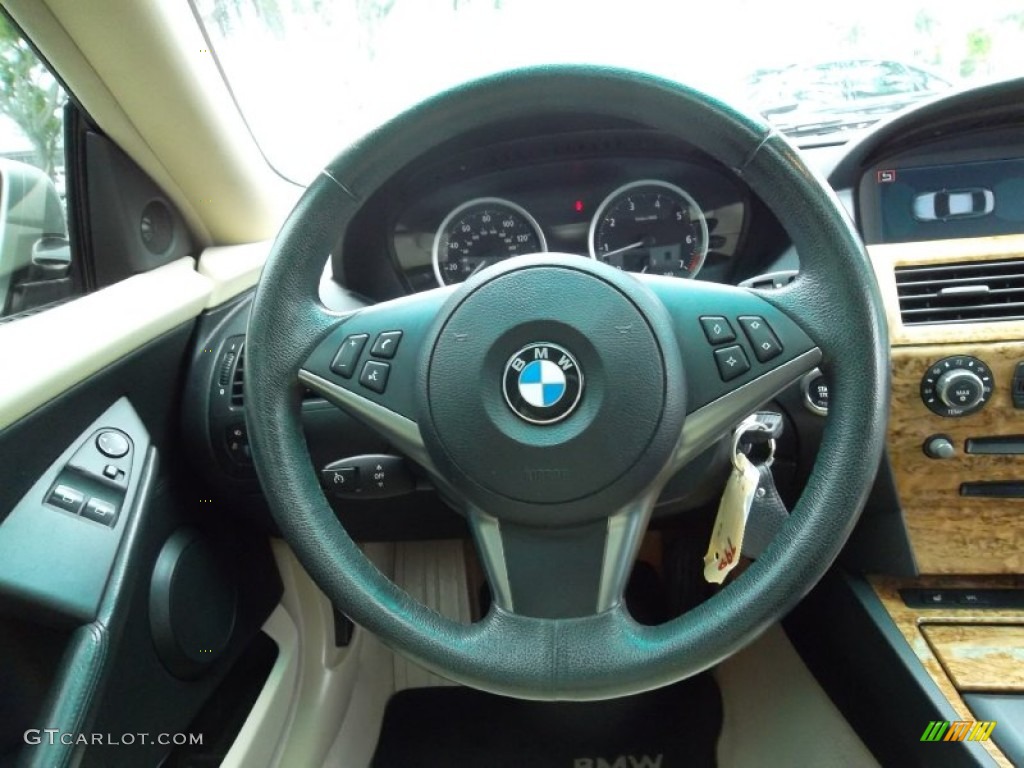 2007 BMW 6 Series 650i Coupe Cream Beige Steering Wheel Photo #53713080