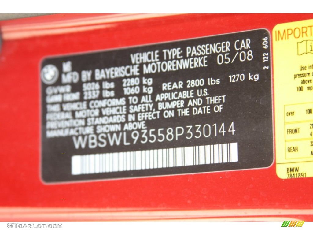 2008 BMW M3 Convertible Info Tag Photos