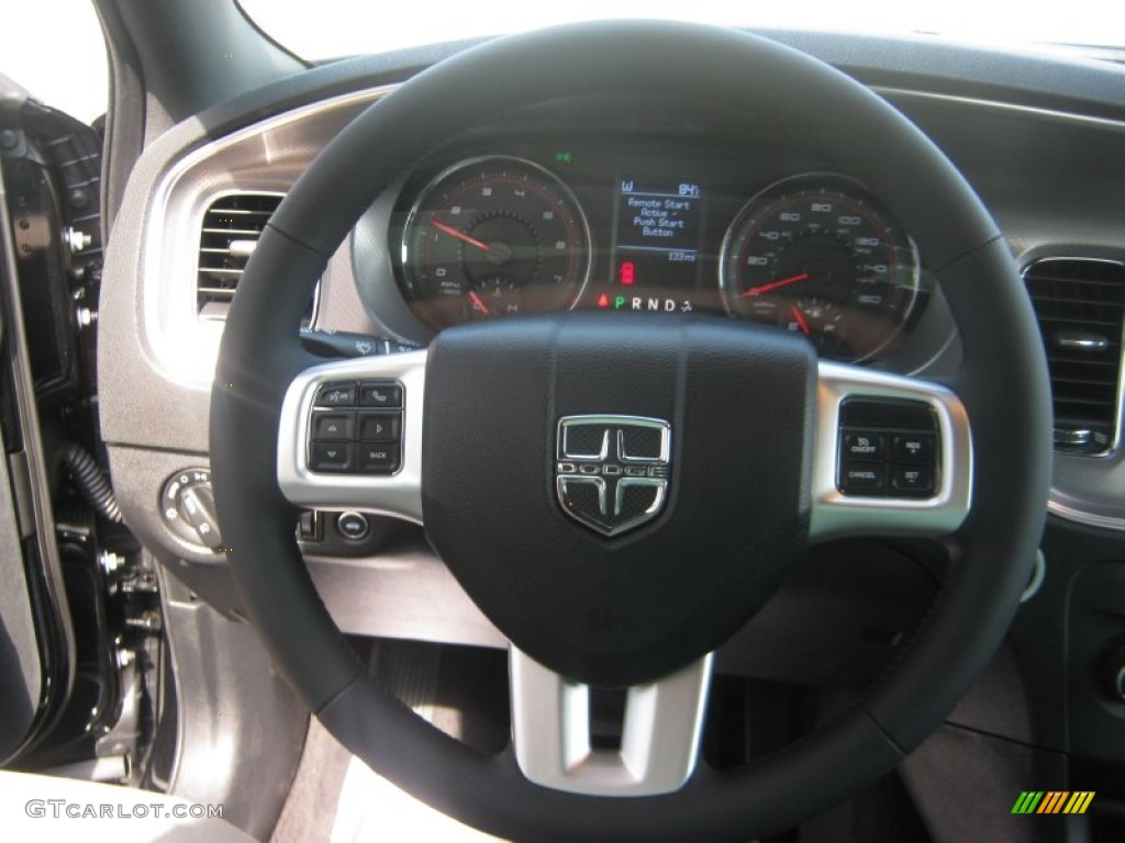 2011 Dodge Charger R/T Black Steering Wheel Photo #53735700