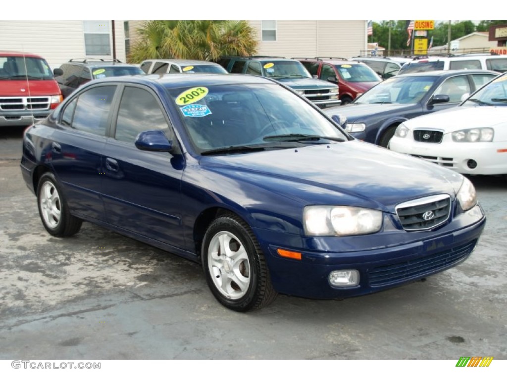2003 Elantra GLS Sedan - Carbon Blue / Dark Gray photo #3