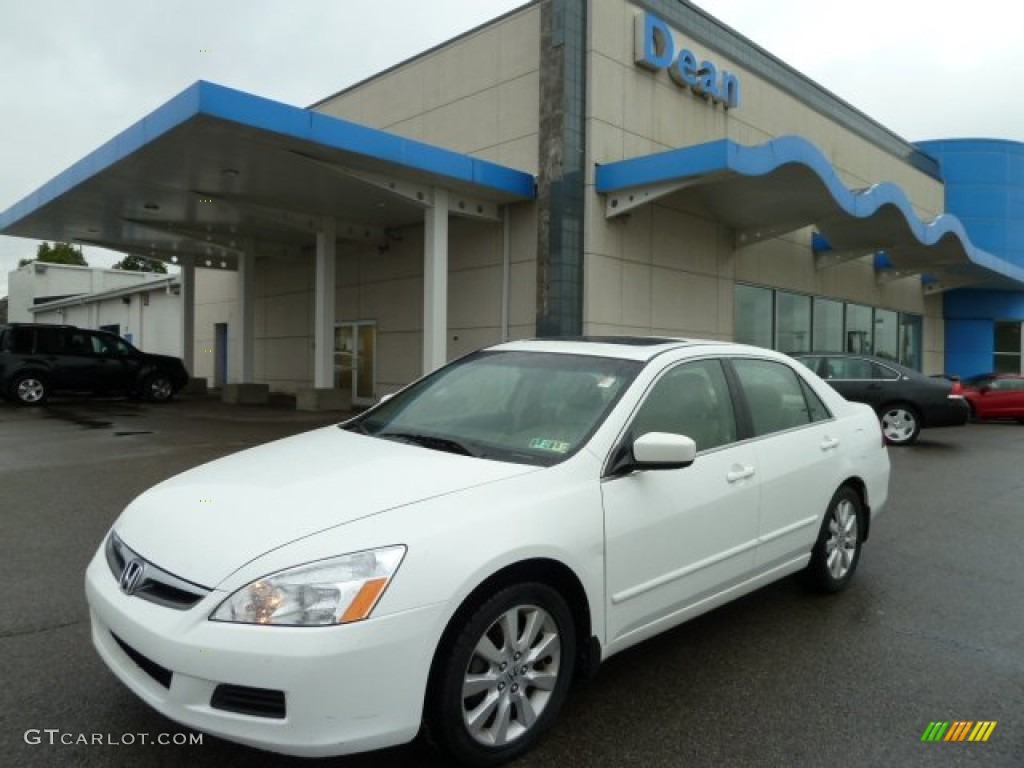 2007 Accord EX-L V6 Sedan - Taffeta White / Ivory photo #1