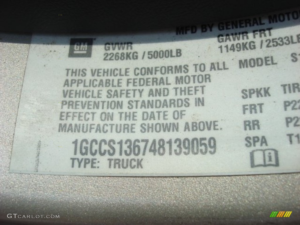 2004 Chevrolet Colorado LS Crew Cab Info Tag Photo #53745930