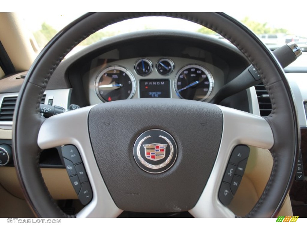 2012 Cadillac Escalade Luxury Cashmere/Cocoa Steering Wheel Photo #53749407