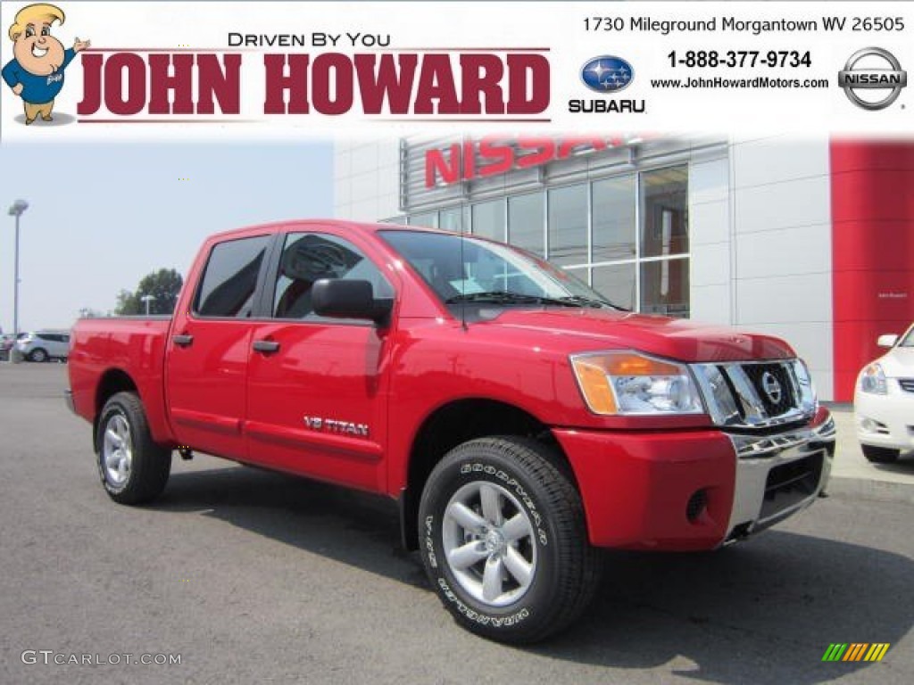 2011 Titan SV Crew Cab 4x4 - Red Alert / Charcoal photo #1