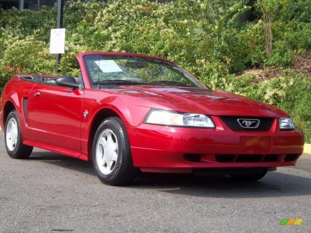 1999 Mustang V6 Convertible - Laser Red Metallic / Medium Parchment photo #21