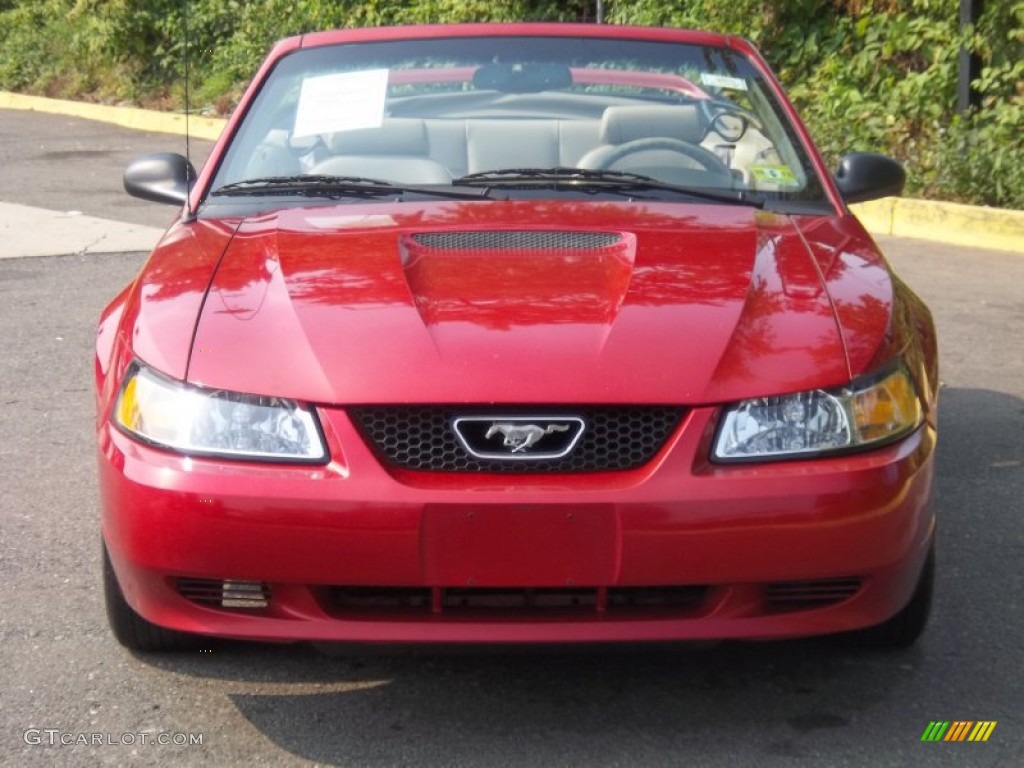 1999 Mustang V6 Convertible - Laser Red Metallic / Medium Parchment photo #22