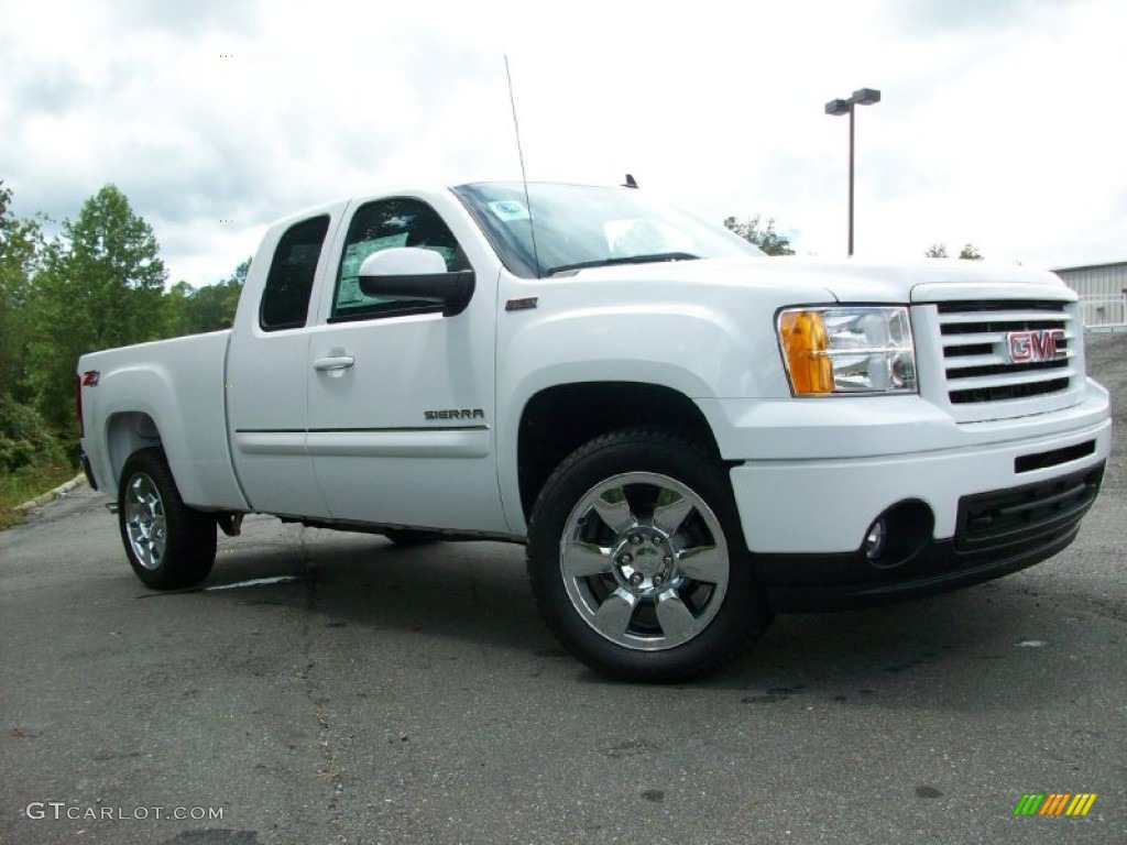 2011 Sierra 1500 SLE Extended Cab 4x4 - Summit White / Ebony photo #7