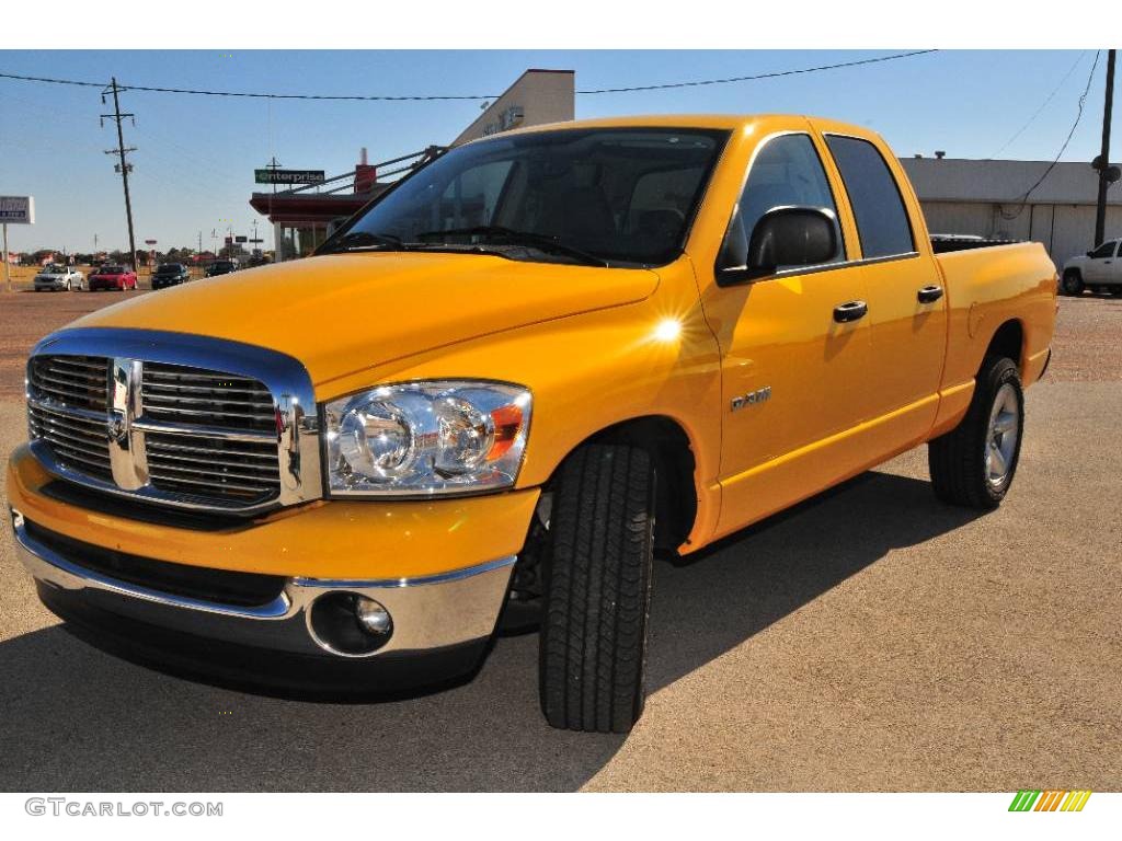 2008 Ram 1500 Big Horn Edition Quad Cab - Detonator Yellow / Medium Slate Gray photo #1