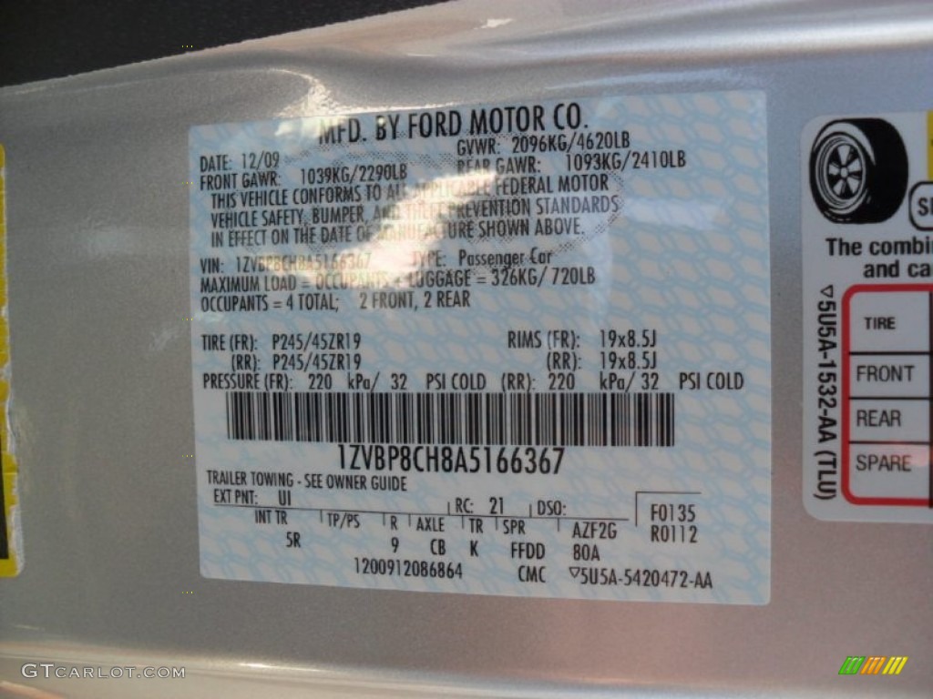 2010 Mustang GT Premium Coupe - Brilliant Silver Metallic / Charcoal Black/Grabber Blue photo #8