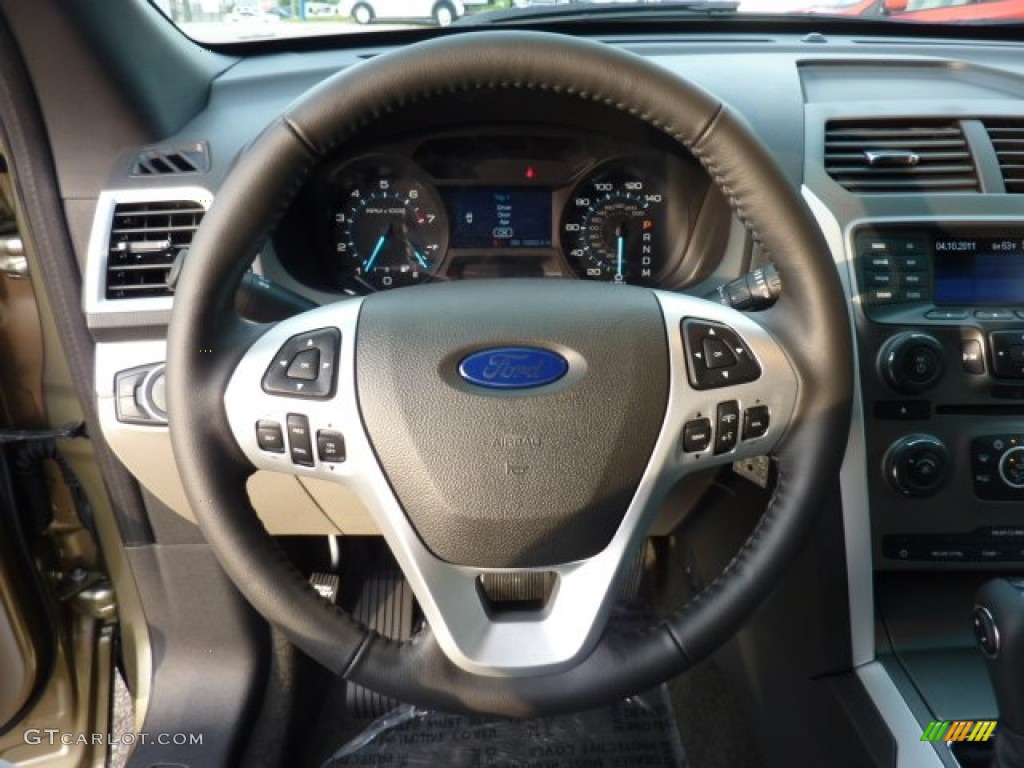 2012 Ford Explorer XLT 4WD Medium Light Stone Steering Wheel Photo #53774933
