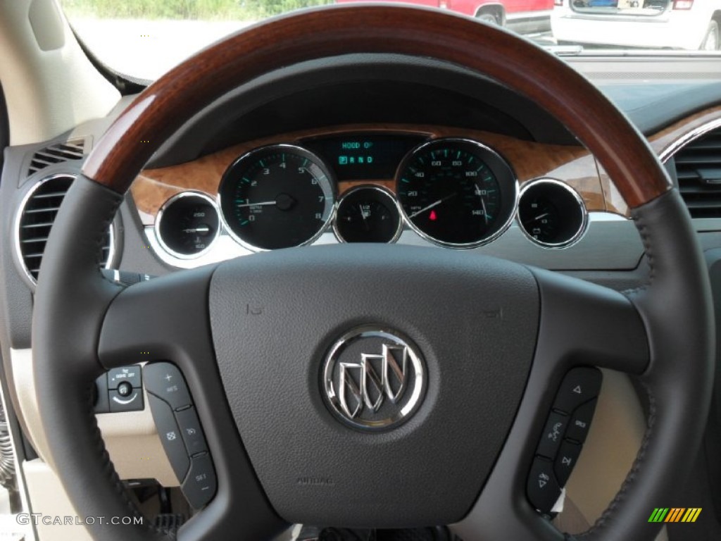 2012 Buick Enclave FWD Cashmere Steering Wheel Photo #53774954