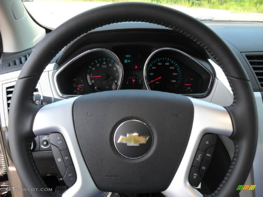 2012 Chevrolet Traverse LTZ Light Gray/Ebony Steering Wheel Photo #53775137