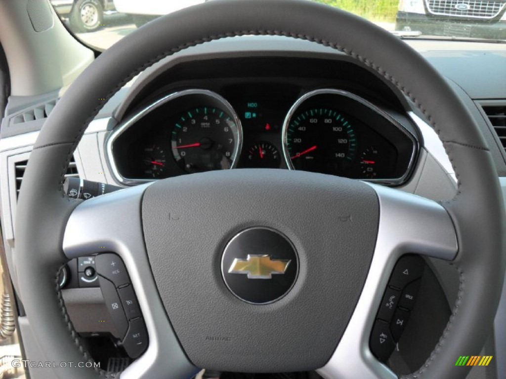 2012 Chevrolet Traverse LT Dark Gray/Light Gray Steering Wheel Photo #53775311