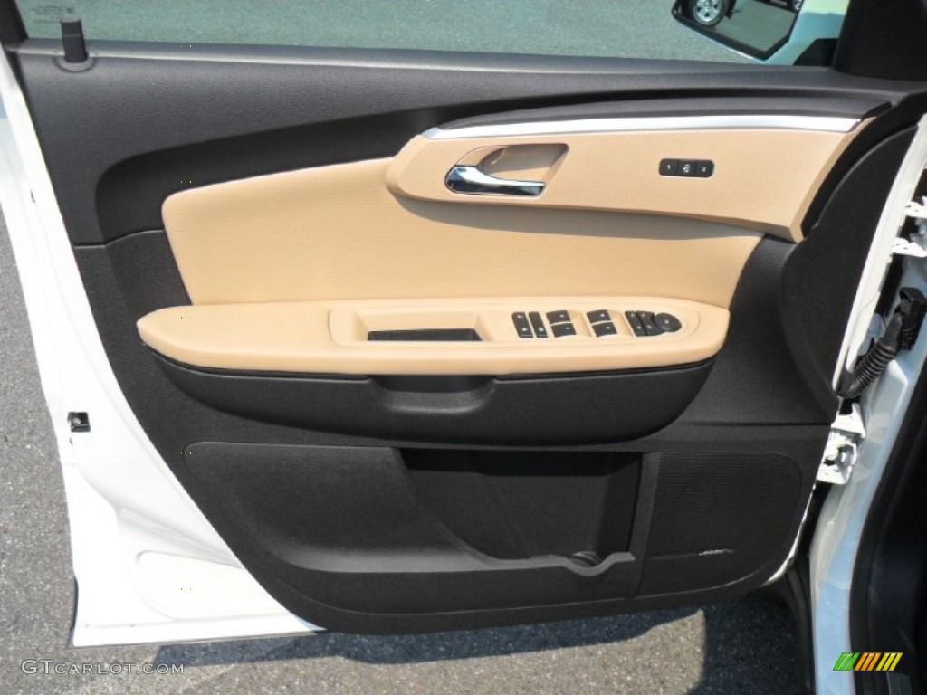 2012 Chevrolet Traverse LTZ Cashmere/Ebony Door Panel Photo #53775489