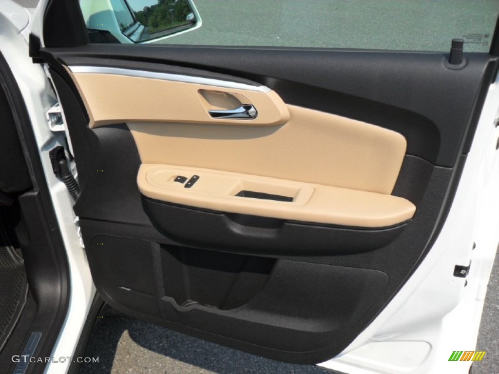 2012 Chevrolet Traverse LTZ Cashmere/Ebony Door Panel Photo #53775579