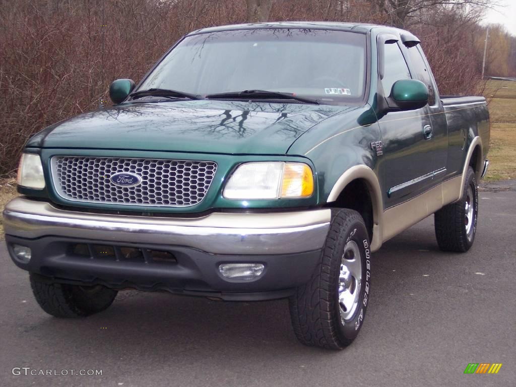 1999 F150 XLT Extended Cab 4x4 - Woodland Green Metallic / Medium Prairie Tan photo #3