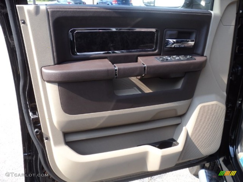 2012 Dodge Ram 3500 HD Laramie Longhorn Crew Cab 4x4 Dually Light Pebble Beige/Bark Brown Door Panel Photo #53776921