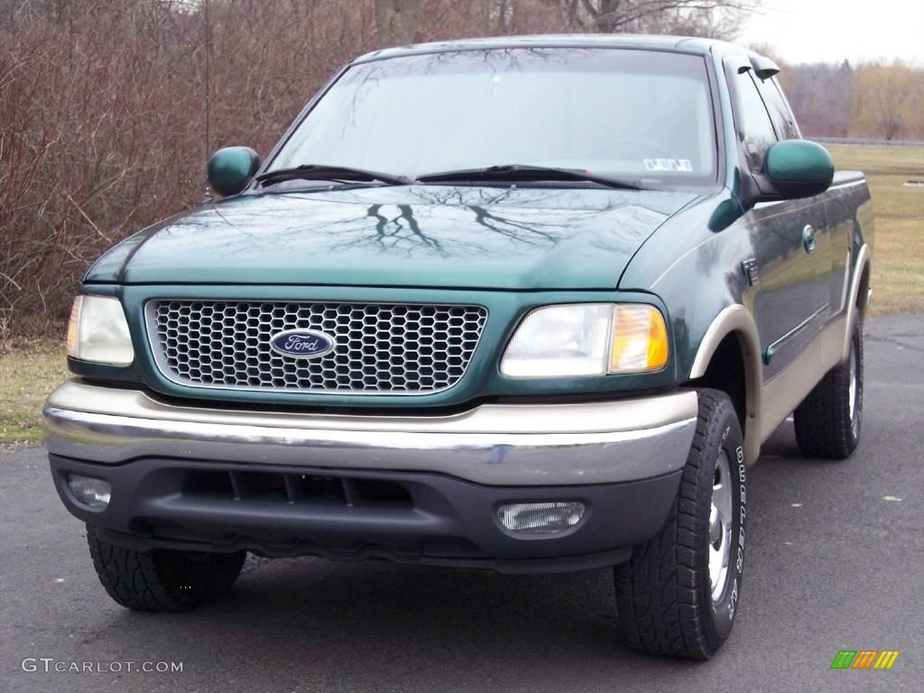 1999 F150 XLT Extended Cab 4x4 - Woodland Green Metallic / Medium Prairie Tan photo #13