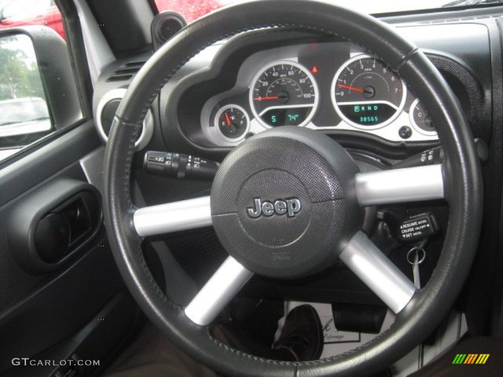 2009 Jeep Wrangler Unlimited Sahara 4x4 Dark Slate Gray/Medium Slate Gray Steering Wheel Photo #53777212