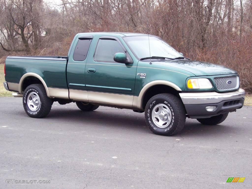 1999 F150 XLT Extended Cab 4x4 - Woodland Green Metallic / Medium Prairie Tan photo #16