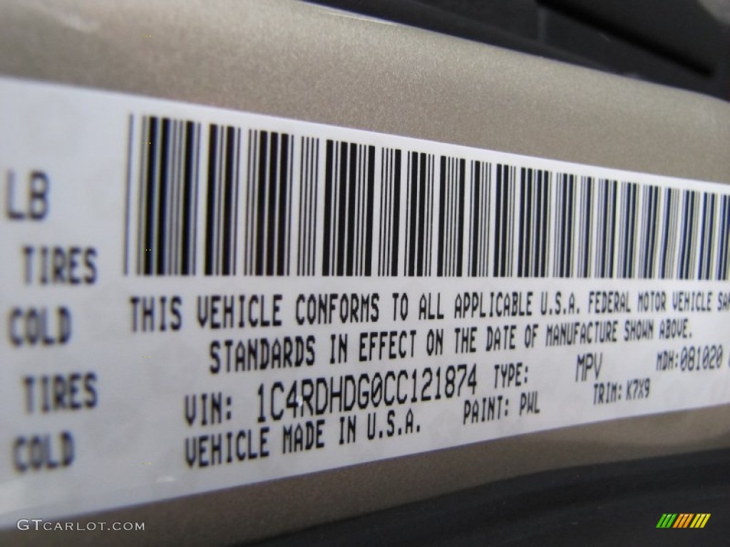 2012 Durango Color Code PWL for White Gold Photo #53779159