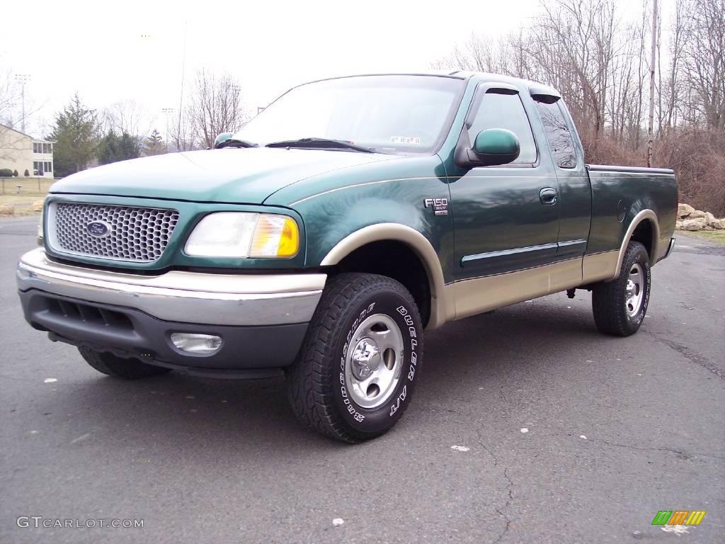 1999 F150 XLT Extended Cab 4x4 - Woodland Green Metallic / Medium Prairie Tan photo #52
