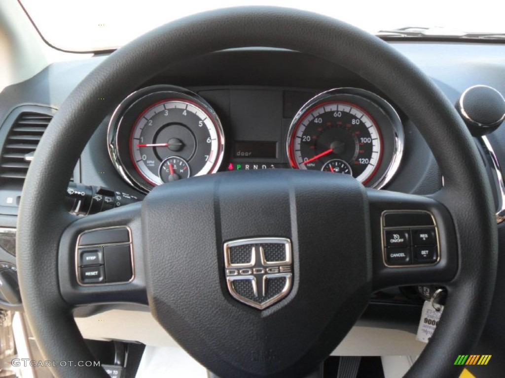 2012 Dodge Grand Caravan SXT Black/Light Graystone Steering Wheel Photo #53781751