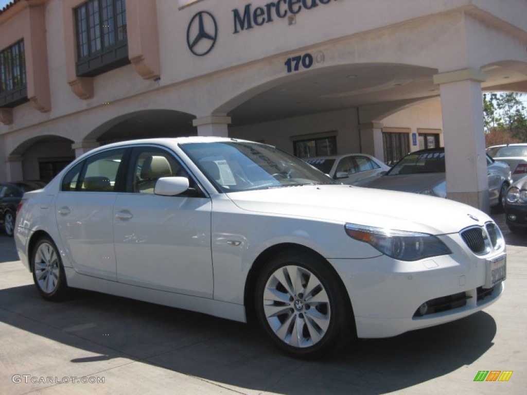 2005 5 Series 545i Sedan - Alpine White / Beige photo #1