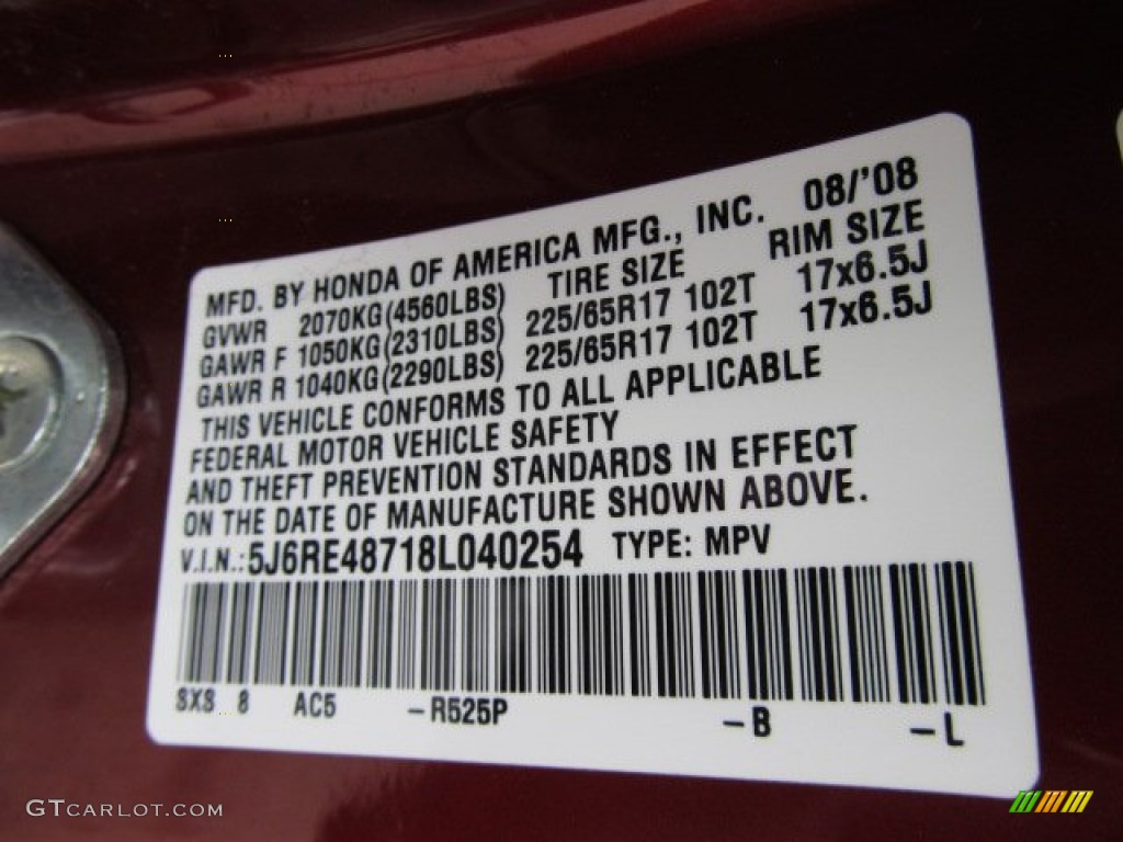 2008 CR-V EX-L 4WD - Tango Red Pearl / Gray photo #19