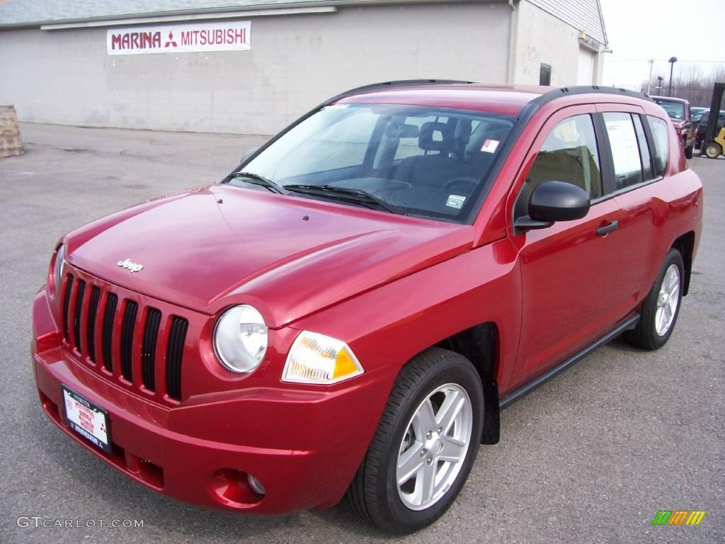 2007 Compass Sport - Inferno Red Crystal Pearlcoat / Pastel Slate Gray photo #1