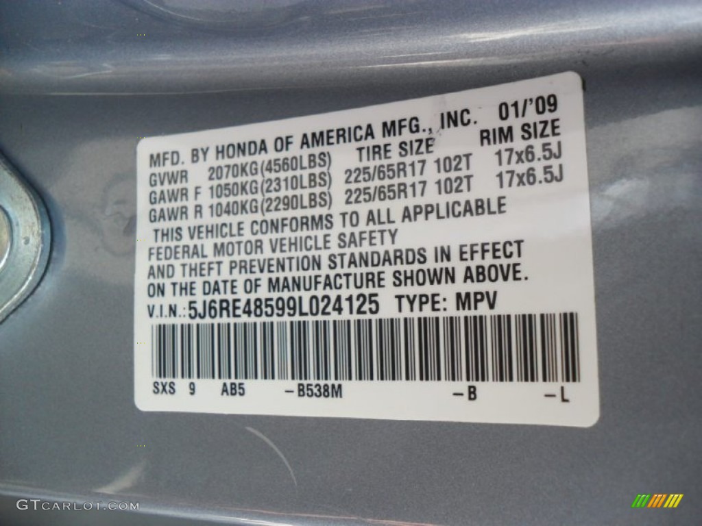 2009 CR-V EX 4WD - Glacier Blue Metallic / Gray photo #7