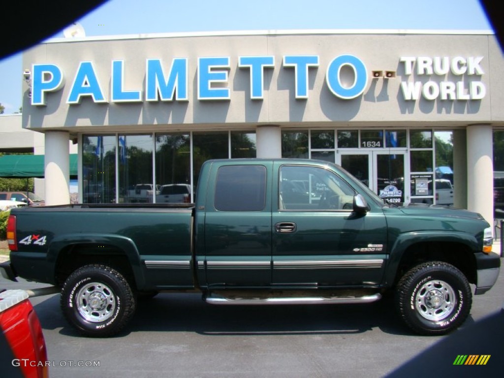 2001 Silverado 2500HD LT Extended Cab 4x4 - Forest Green Metallic / Tan photo #2