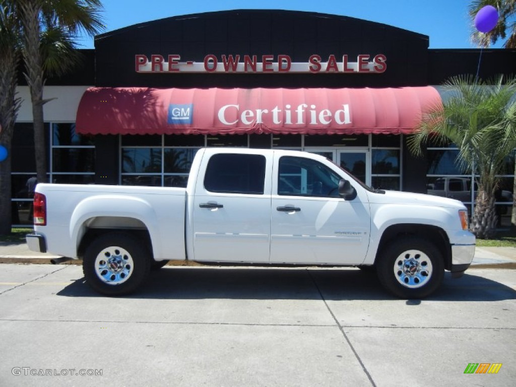 2008 Sierra 1500 SLE Crew Cab - Summit White / Ebony photo #1