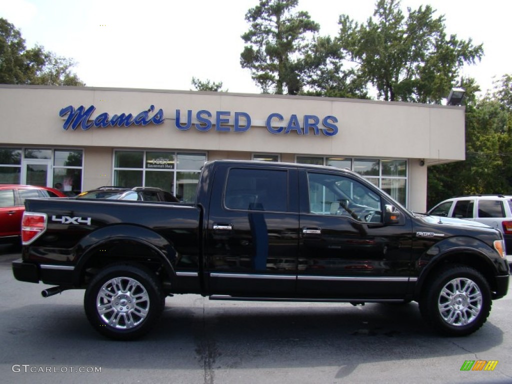 2009 F150 Platinum SuperCrew 4x4 - Black / Sienna Brown Leather/Black photo #1