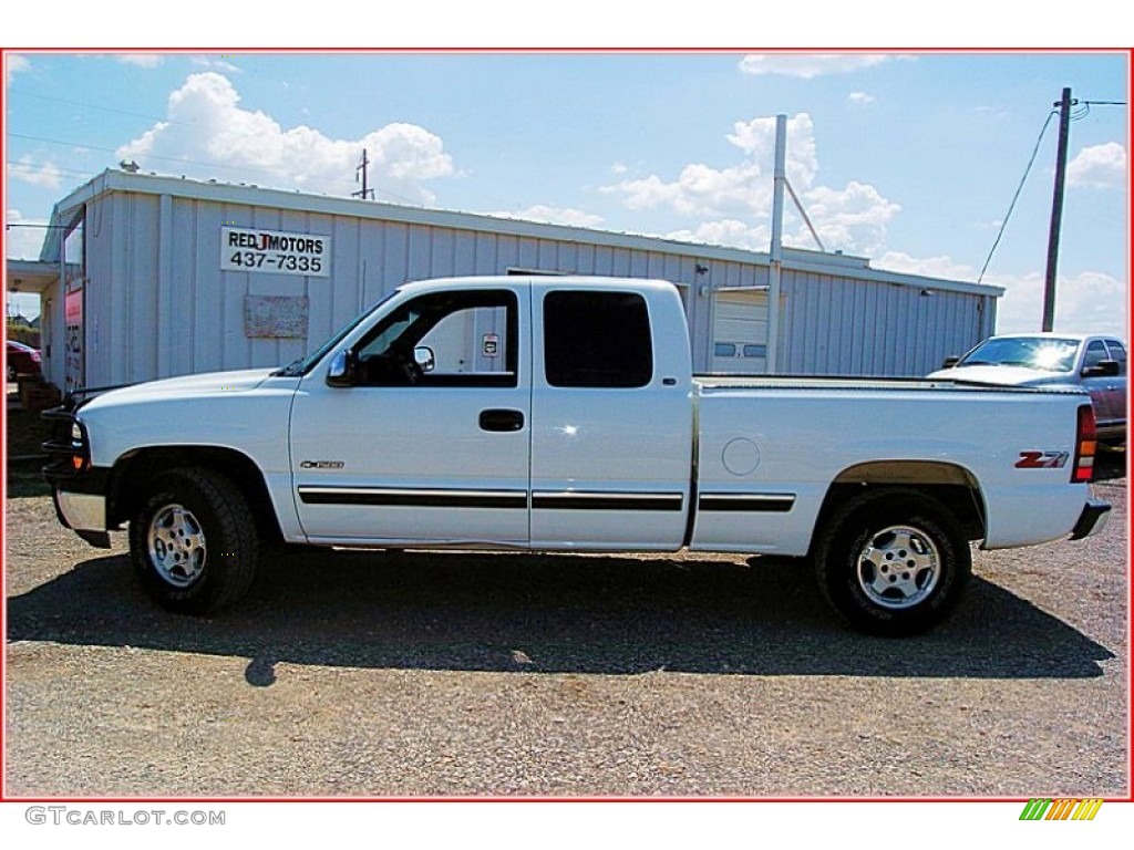 1999 Silverado 1500 LS Extended Cab 4x4 - Summit White / Blue photo #2