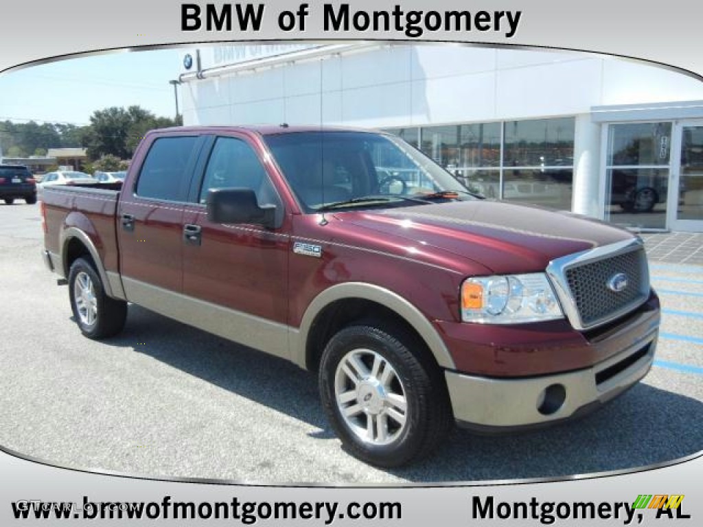 2006 F150 Lariat SuperCrew - Dark Toreador Red Metallic / Tan photo #2