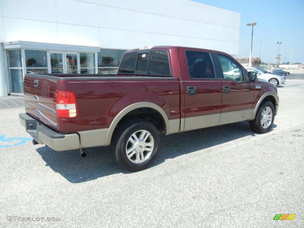 2006 F150 Lariat SuperCrew - Dark Toreador Red Metallic / Tan photo #4