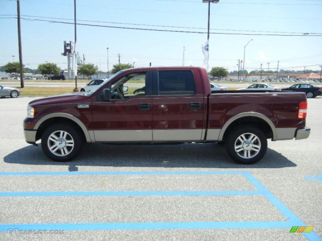 2006 F150 Lariat SuperCrew - Dark Toreador Red Metallic / Tan photo #8