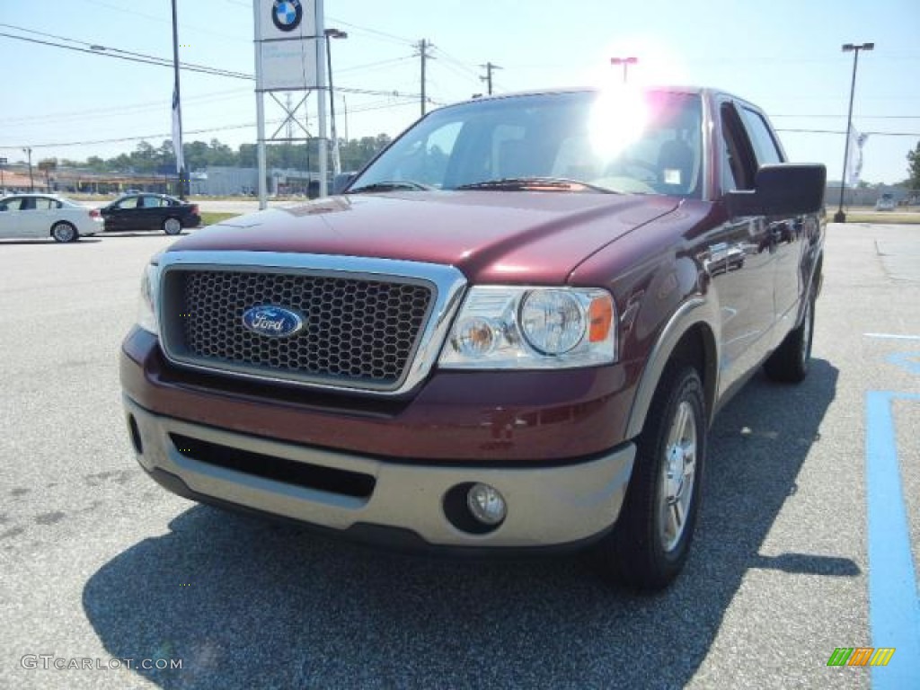 2006 F150 Lariat SuperCrew - Dark Toreador Red Metallic / Tan photo #10