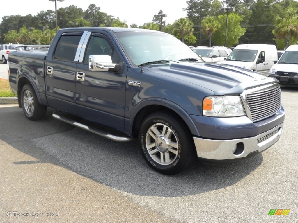 2006 F150 Lariat SuperCrew - Medium Wedgewood Blue Metallic / Black photo #2