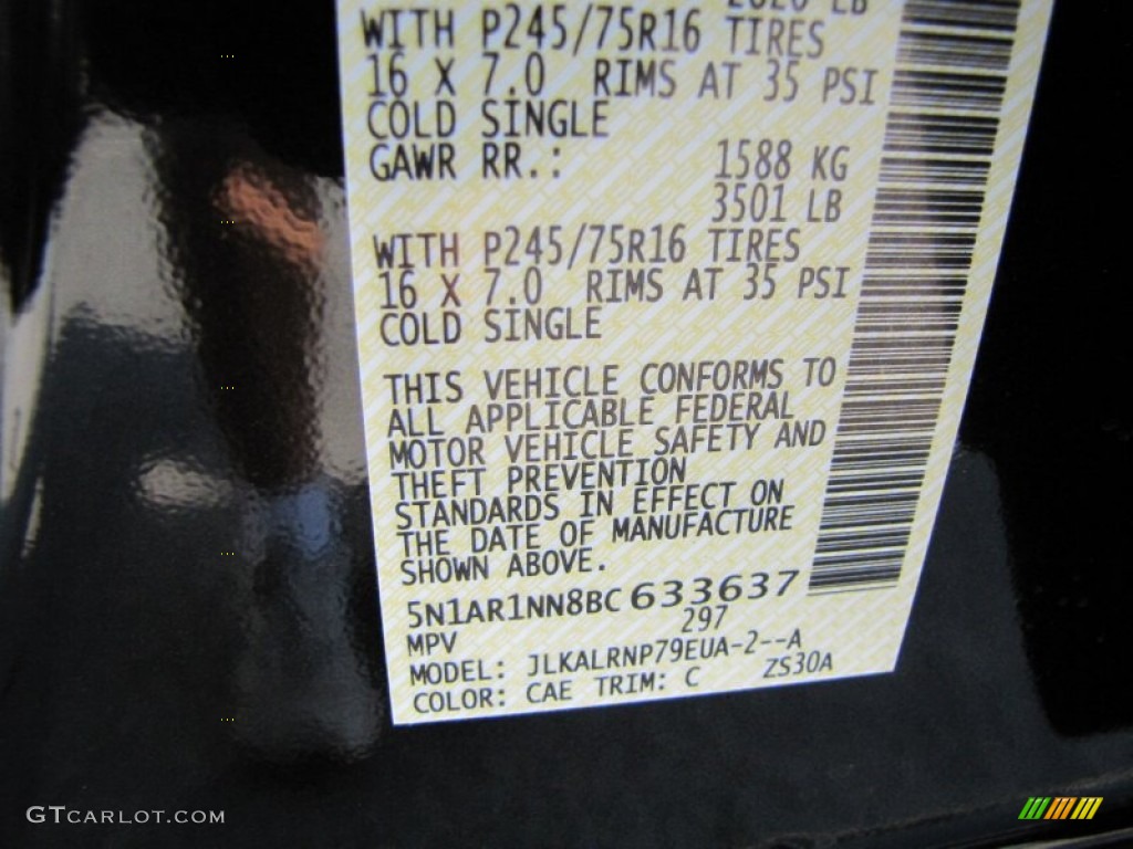2011 Nissan Pathfinder S Color Code Photos